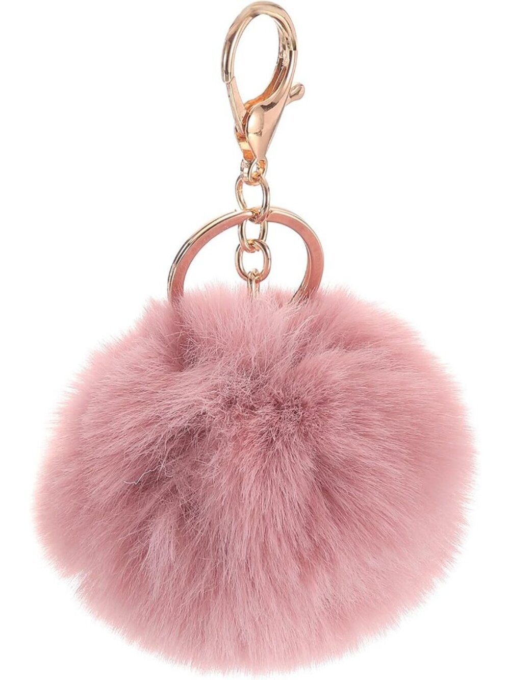 Pom Pom Pink Bean Paste Faux Rabbit Fur Puff Ball Purse Fashionable Keychain